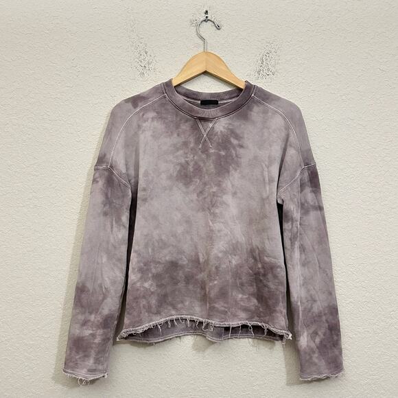 ATM Anthony Thomas Melillo Sweatshirt Taupe Tie Dye French Terry Frayed - Picture 1 of 10